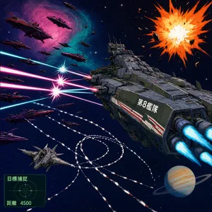 A 90s anime-style space battle scene with giant starships and laser beams. - Alibaba Qwen-Image-3.0-Pro