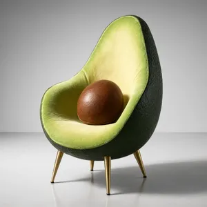 An armchair designed in the shape of an avocado, presented in a contemporary product photography style with professional studio lighting against a minimalist background. - Alibaba Qwen-Image-3.0-Pro