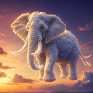 An elephant made of clouds floating in a sunset sky, rendered in a surrealist photorealistic style with ethereal golden lighting and atmospheric depth. - Alibaba Qwen-Image-3.0-Pro