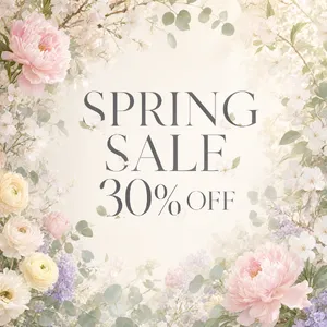 Instagram post graphic: 'SPRING SALE 30% OFF'. Floral background, pastel colors, elegant serif font style visually integrated. - Alibaba Qwen-Image-3.0-Pro