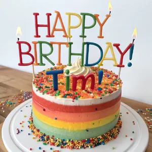 A birthday cake with icing that spells 