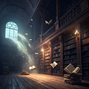 A library where the books are glowing and floating in mid-air, illustrated in a magical realism style with dramatic lighting and rich atmospheric colors. - Recraft Recraft V3