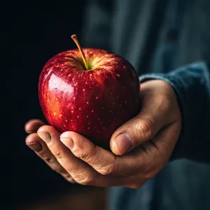 A realistic photo of a hand holding a red apple, with all fingers clearly visible. - Recraft Recraft V3
