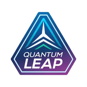 Abstract geometric logo for tech startup 'Quantum Leap', evoking connection & speed, vibrant blue/purple gradient, sharp angles. 'Quantum Leap' as text contained in logo. - Recraft Recraft V3