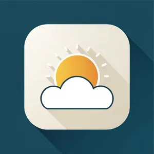 App icon design for a weather app. Minimalist representation of a sun partially behind a stylized cloud, subtle gradient, modern flat style. - Recraft Recraft V3