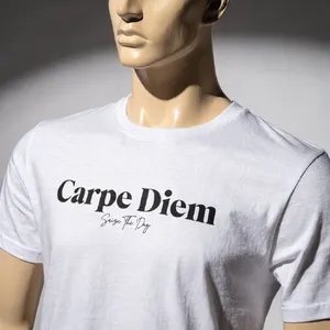 A wrinkled white T-shirt with 