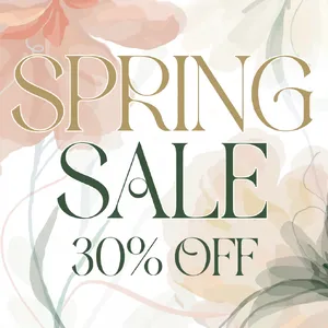 Instagram post graphic: 'SPRING SALE 30% OFF'. Floral background, pastel colors, elegant serif font style visually integrated. - Recraft Recraft V4.1