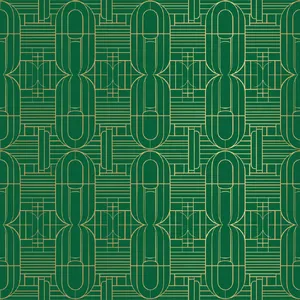 Seamless geometric pattern, Art Deco style, gold lines on deep emerald green background, high resolution texture for print. - Recraft Recraft V4.1