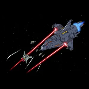 A 90s anime-style space battle scene with giant starships and laser beams. - Reve Reve Image (Halfmoon)