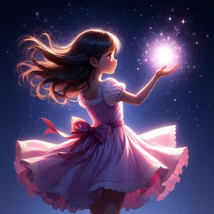 A magical girl character in a frilly dress, casting a spell (classic anime trope). - Reve Reve Image (Halfmoon)