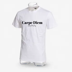 A wrinkled white T-shirt with 