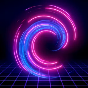 Abstract background graphic, cyberpunk aesthetic, neon pink/blue light trails on dark grid, sense of digital speed, for desktop wallpaper. - Reve Reve Image (Halfmoon)