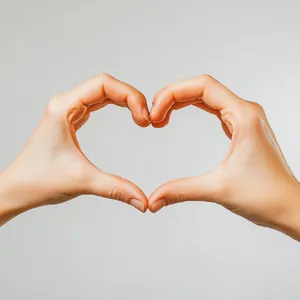 Two hands forming a heart shape together against a plain background. - Midjourney Midjourney V6.1