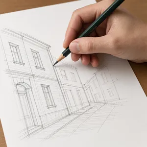 A hand drawing a sketch on paper with a pencil, the hand and pencil tip in clear focus. - XAI Grok Imagine 2.0