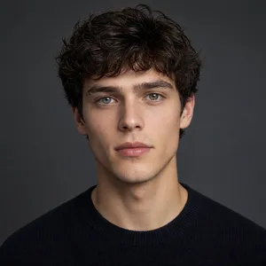 A studio headshot of a young man with one blue eye and one green eye (heterochromia). - XAI Grok Imagine 2.0