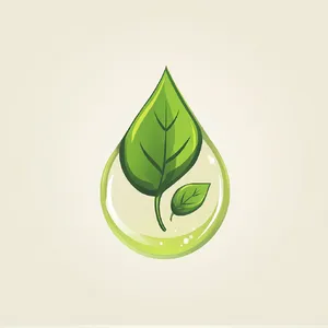 Visual element for an infographic about water conservation. Stylized water droplet icon containing a small green leaf, clean vector art. - Midjourney Midjourney V6.1