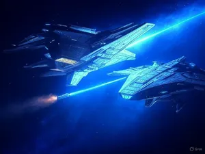 A 90s anime-style space battle scene with giant starships and laser beams. - XAI Grok 2 Image