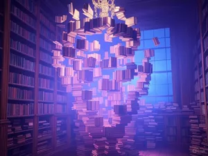A library where the books are glowing and floating in mid-air, illustrated in a magical realism style with dramatic lighting and rich atmospheric colors. - XAI Grok 2 Image