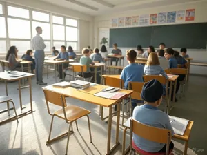 A school classroom of children and a teacher, each student engaged in a different activity. - XAI Grok 2 Image