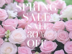 Instagram post graphic: 'SPRING SALE 30% OFF'. Floral background, pastel colors, elegant serif font style visually integrated. - XAI Grok 2 Image
