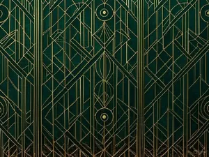 Seamless geometric pattern, Art Deco style, gold lines on deep emerald green background, high resolution texture for print. - XAI Grok 2 Image