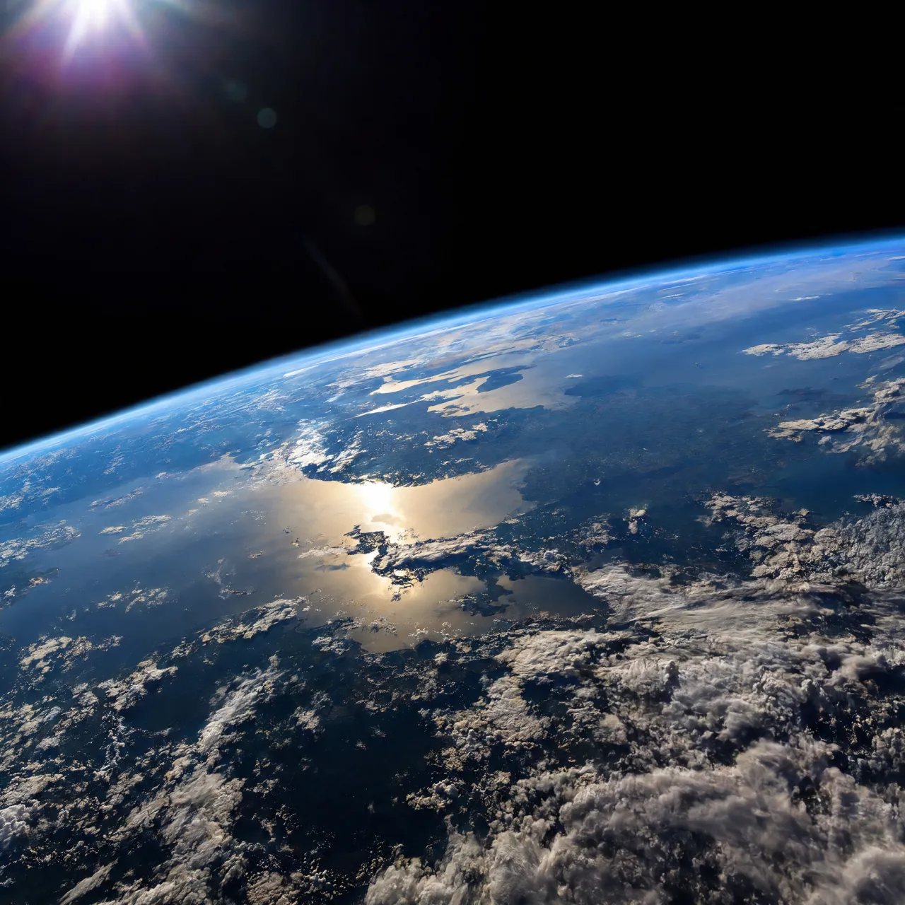 Photorealistic aerial photograph clearly showing the edge of the Earth from space… - OpenAI GPT Image 2.5 Sunburst