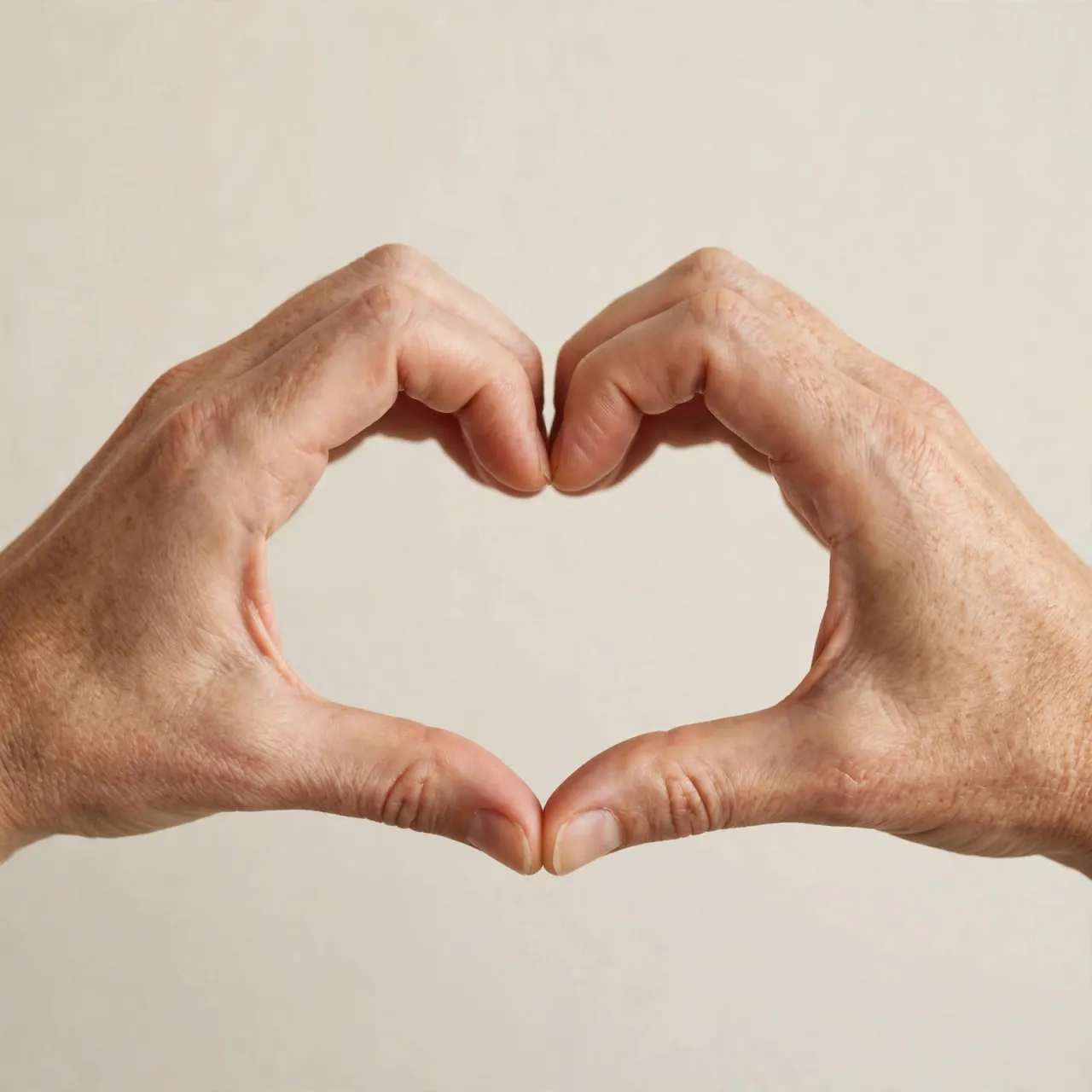 Two hands forming a heart shape together against a plain background - Meta Muse Image