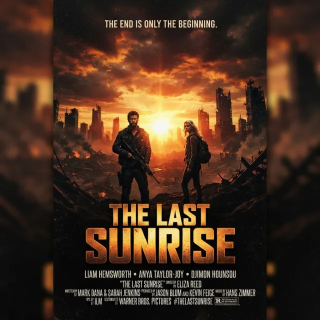 A movie poster for a fictional film titled "The Last Sunrise". Dramatic Hollywood design… - Google Nano Banana 2 Lite