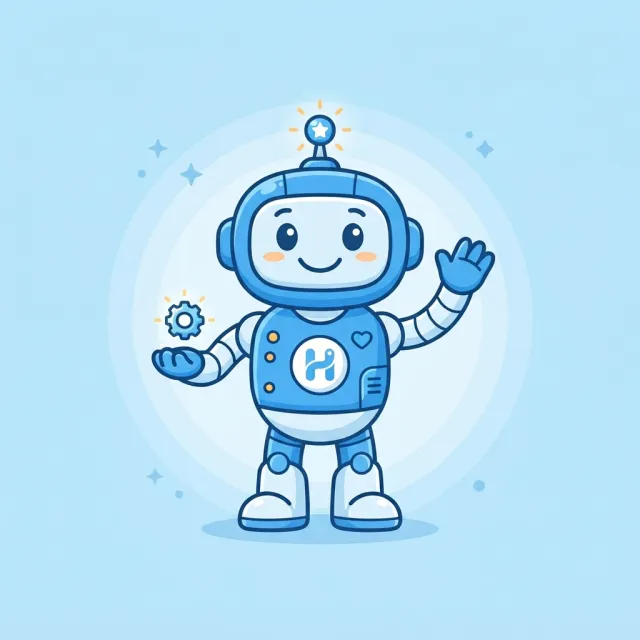 Simple flat vector mascot: friendly smiling robot character 'HelperBot', approachable… - Google Nano Banana 2 Lite