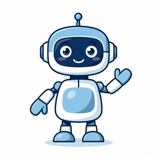 Simple flat vector mascot: friendly smiling robot character 'HelperBot', approachable… - Black Forest Labs FLUX.2 Max
