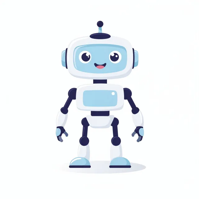 Simple flat vector mascot: friendly smiling robot character 'HelperBot', approachable… - Black Forest Labs Flux 2 Pro