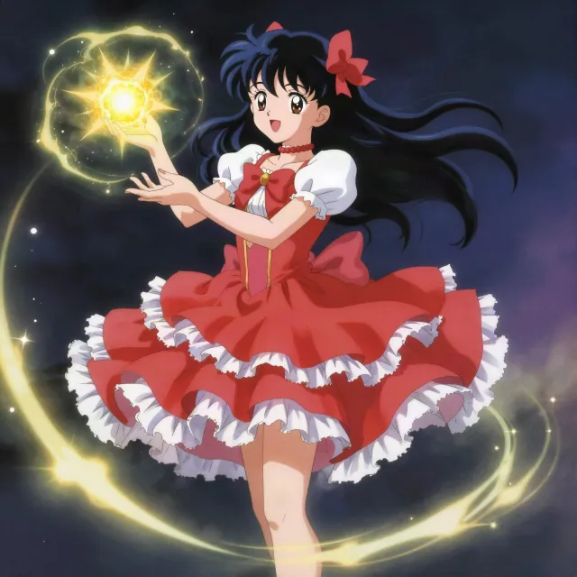 A magical girl character in a frilly dress, casting a spell (classic anime trope). - Z-Image Turbo