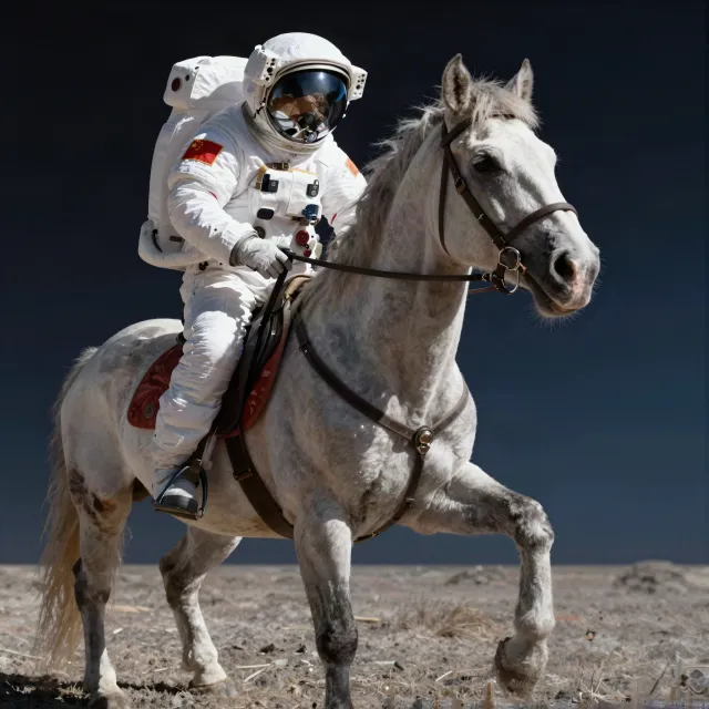 A realistic astronaut being ridden by a horse, photorealistic depiction in outer space… - Alibaba Z-Image Turbo