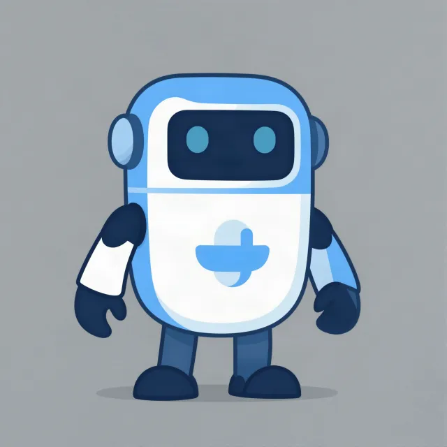 Simple flat vector mascot: friendly smiling robot character 'HelperBot', approachable… - Alibaba Z-Image Turbo