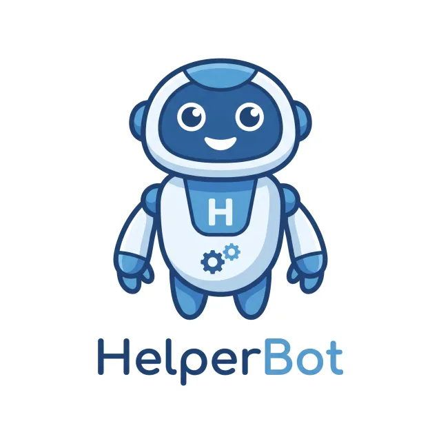 Simple flat vector mascot: friendly smiling robot character 'HelperBot', approachable… - Google Nano Banana Pro