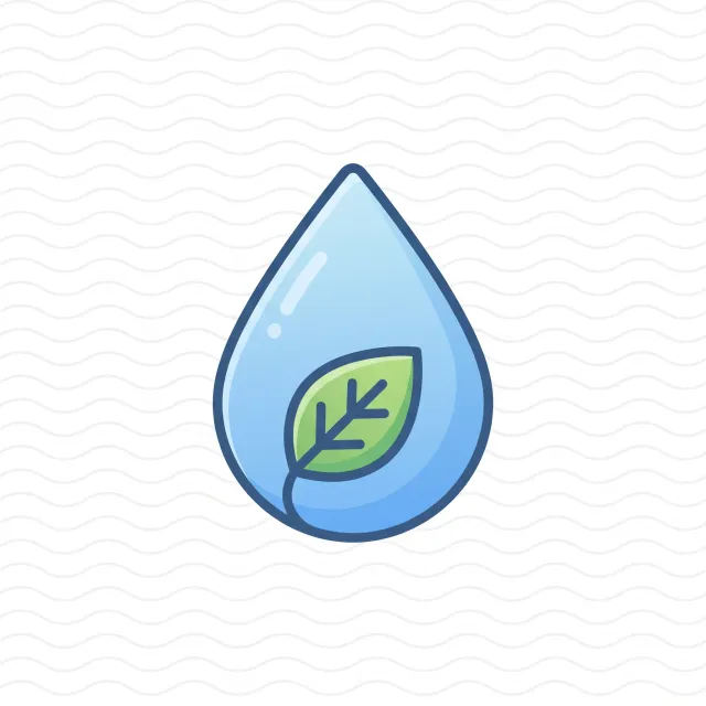 Visual element for an infographic about water conservation. Stylized water droplet icon… - Google Nano Banana Pro