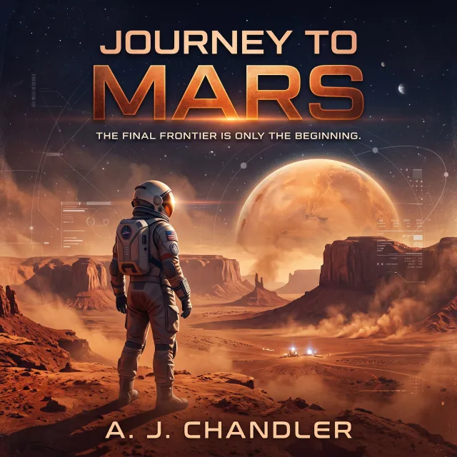 A book cover showing the title "Journey to Mars" along with an astronaut illustration, contemporary sci-fi design style. - Nano Banana 2.1