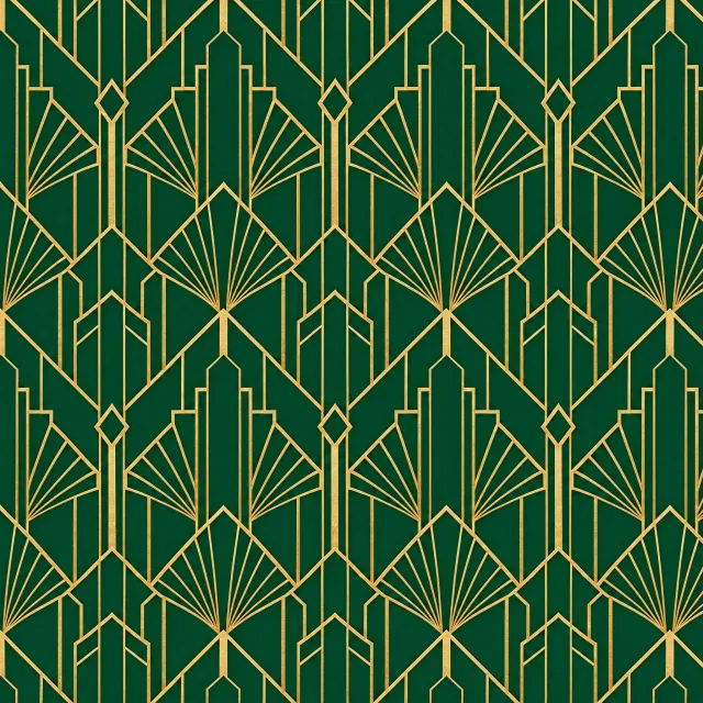 Seamless geometric pattern, Art Deco style, gold lines on deep emerald green background… - OpenAI GPT Image 2.5 Sunburst