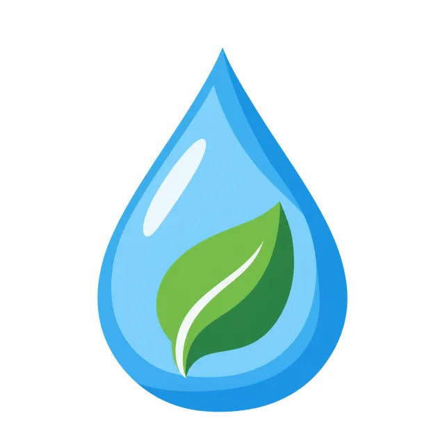Visual element for an infographic about water conservation. Stylized water droplet icon… - OpenAI GPT Image 2.5 Sunburst