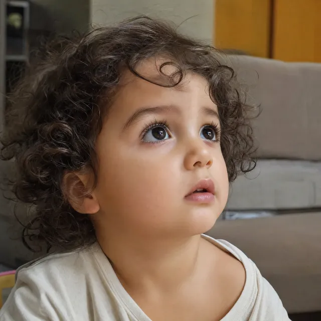 A hyper-realistic photo of a toddler with curly hair and big eyes, looking upward - OpenAI GPT Image 2