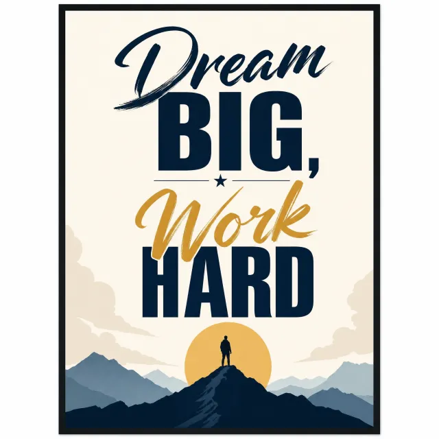 A motivational poster with the quote "Dream Big, Work Hard" in stylized font, minimalist… - OpenAI GPT Image 2
