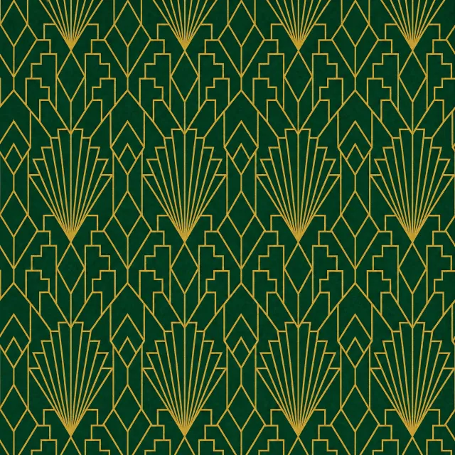 Seamless geometric pattern, Art Deco style, gold lines on deep emerald green background, high resolution texture for print. - GPT Image 2