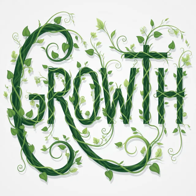 The word 'GROWTH' visualized using stylized plant vines organically forming the letters… - XAI Grok Imagine (Quality)