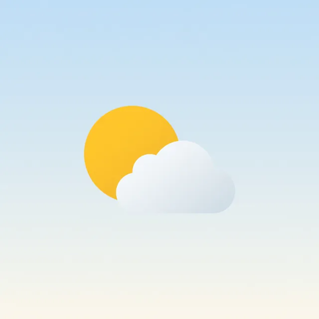 App icon design for a weather app. Minimalist representation of a sun partially behind a stylized cloud, subtle gradient, modern flat style. - Grok Imagine