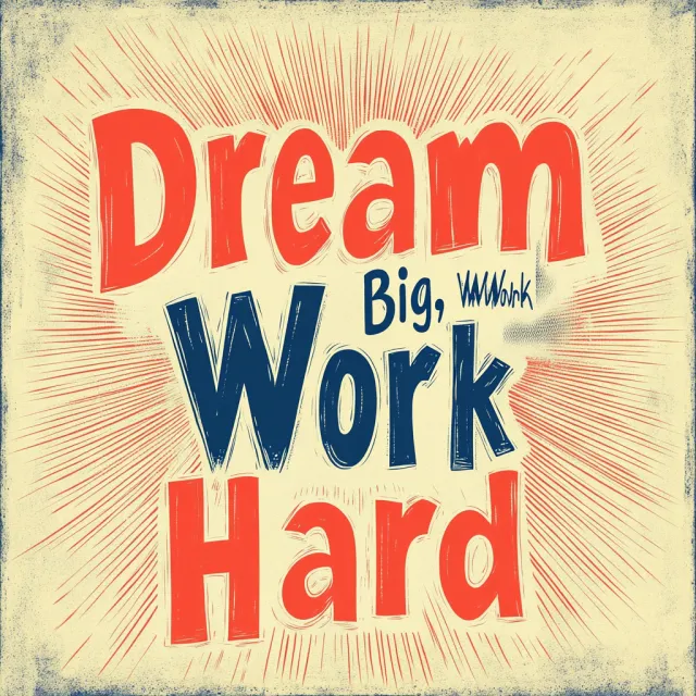 A motivational poster with the quote "Dream Big, Work Hard" in stylized font, minimalist… - Midjourney V6.1