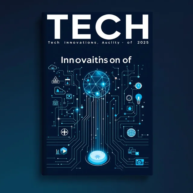 A technology magazine cover featuring the headline "Tech Innovations of 2025," clean… - Black Forest Labs Flux 1.1 Pro Ultra