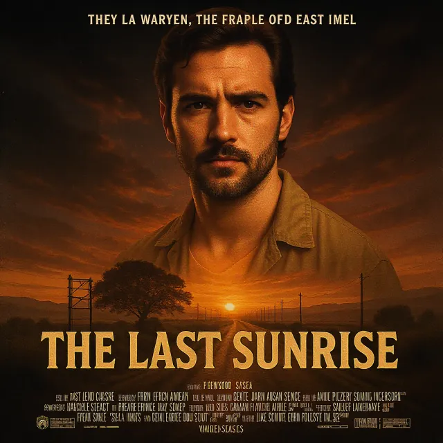 A movie poster for a fictional film titled "The Last Sunrise". Dramatic Hollywood design style. - FLUX.1 Kontext Max