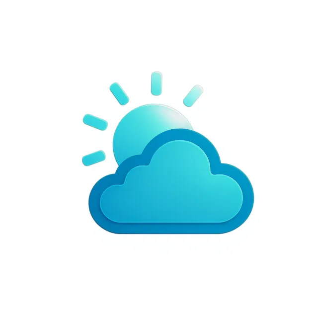 App icon design for a weather app. Minimalist representation of a sun partially behind a stylized cloud, subtle gradient, modern flat style. - FLUX.1 Kontext Max