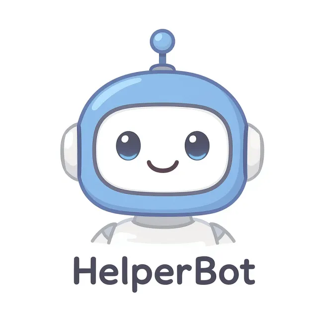 Simple flat vector mascot: friendly smiling robot character 'HelperBot', approachable… - Black Forest Labs FLUX.1 Kontext Max