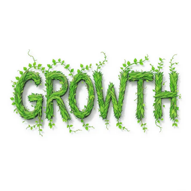 The word 'GROWTH' visualized using stylized plant vines organically forming the letters… - Black Forest Labs FLUX.1 Kontext Max